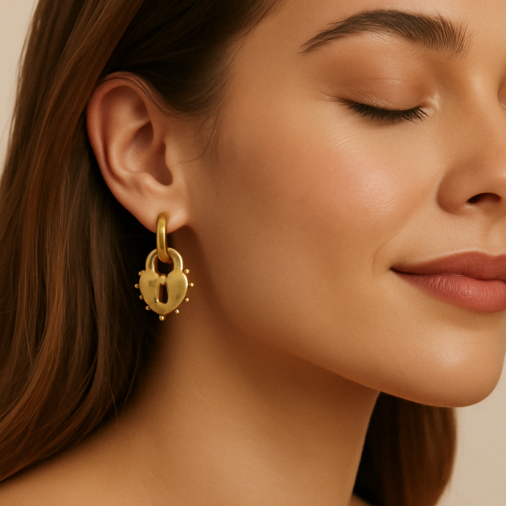 Golden Heartlock Hoops