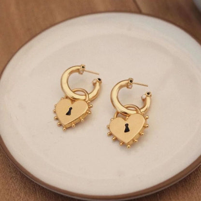 Golden Heartlock Hoops