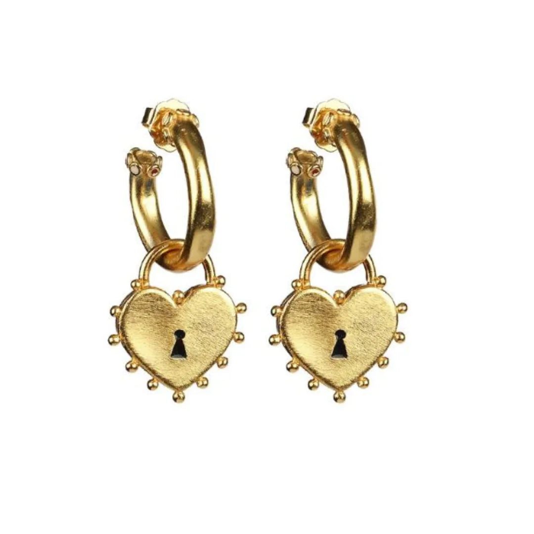 Golden Heartlock Hoops