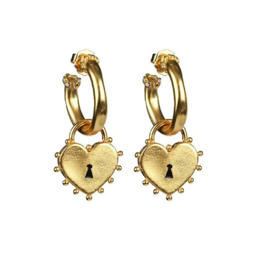 Golden Heartlock Hoops