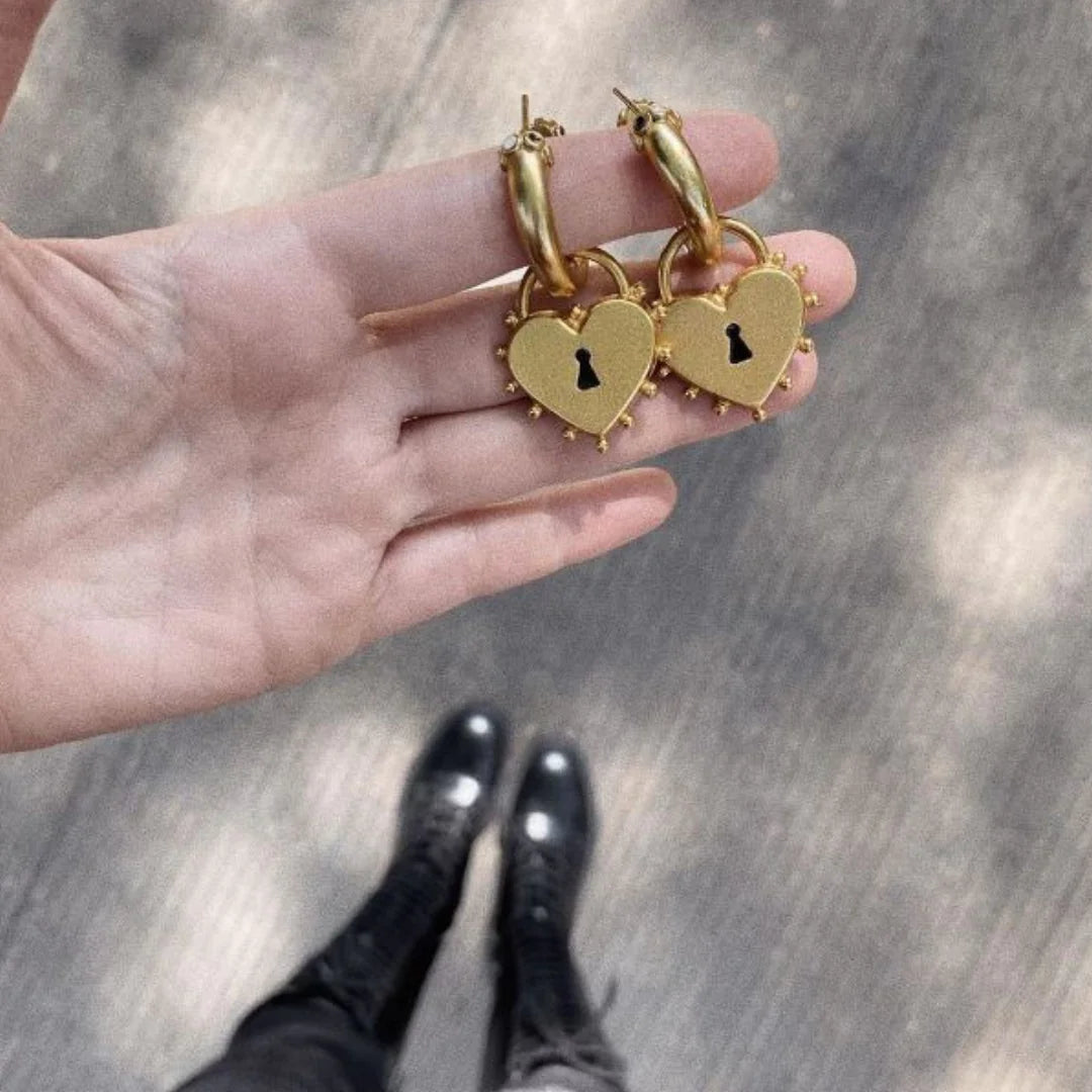 Golden Heartlock Hoops